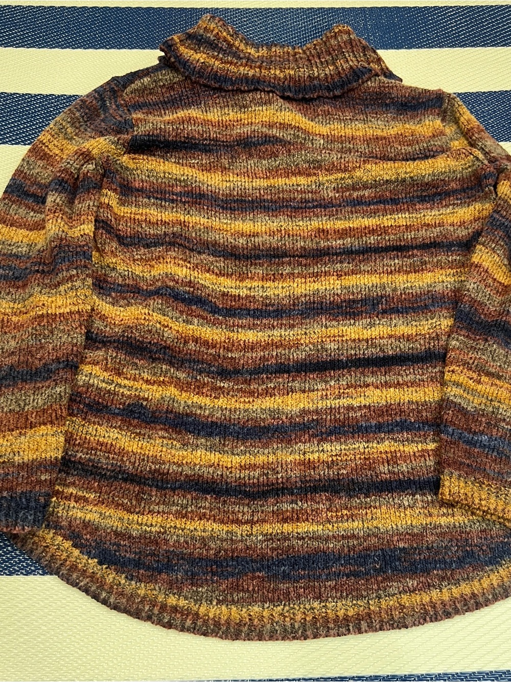 Women’s Chunky Knit Striped Turtleneck Sweater XXL Boho Fall - Picture 2 of 8